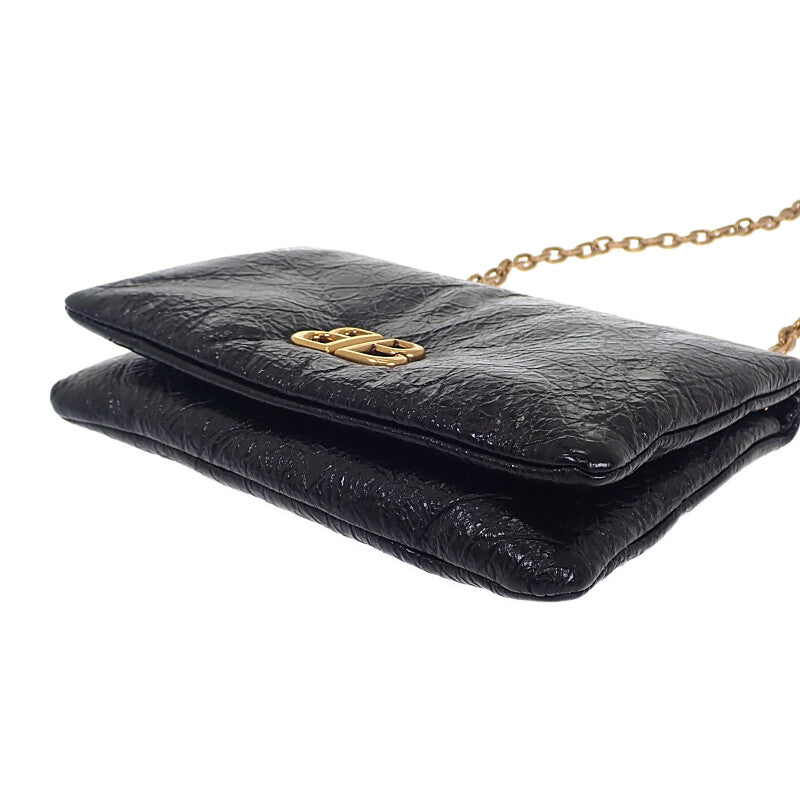 BALENCIAGA 巴黎世家 Monaco Nano 手袋 8105622ABLP1000 肩背包 小羊皮 黑色 金色金屬 男女通用【中古】【A級】