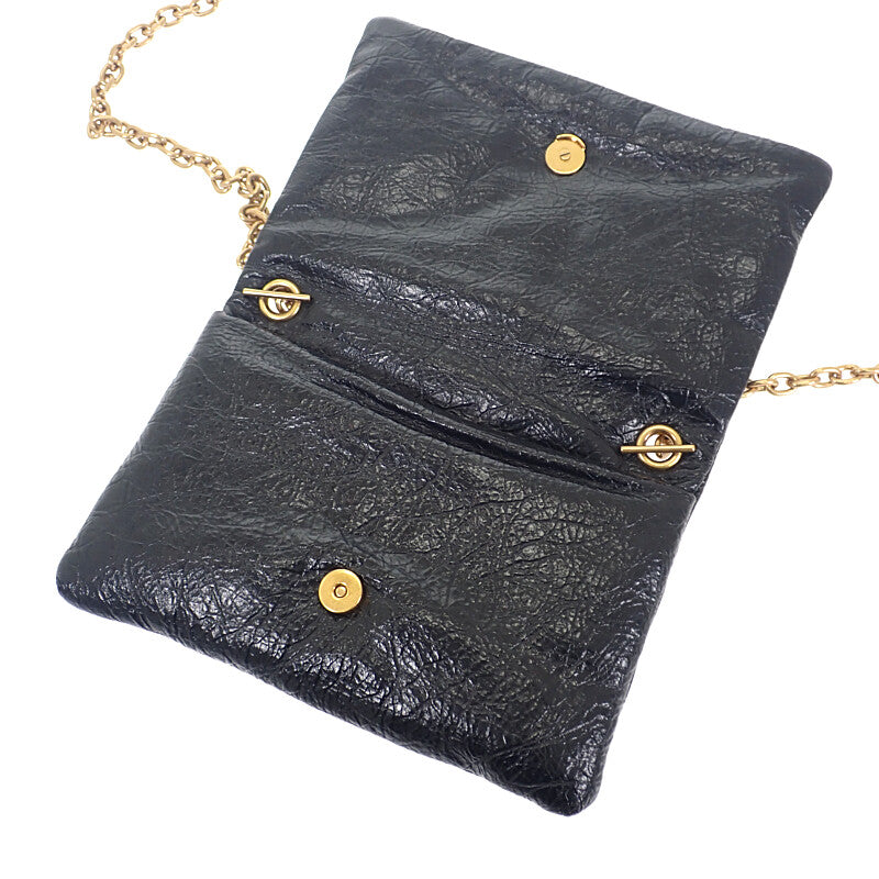 BALENCIAGA 巴黎世家 Monaco Nano 手袋 8105622ABLP1000 肩背包 小羊皮 黑色 金色金屬 男女通用【中古】【A級】