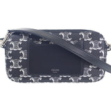 セリーヌ CELINE トリオンフ ホリゾンタル ポーチ 10L272EV5.36SB ショルダーバッグ キャンバス レザー ブラック レディース【中古】【ABランク】