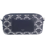 セリーヌ CELINE トリオンフ ホリゾンタル ポーチ 10L272EV5.36SB ショルダーバッグ キャンバス レザー ブラック レディース【中古】【ABランク】