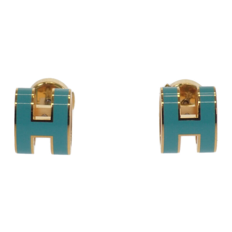 エルメス HERMES ミニポップH ピアス メタル ブルー ゴールド金具 レディース【中古】【Aランク】