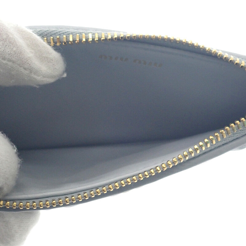 ミュウミュウ MIUMIU マテラッセ コインケース 5MB06M_2FPP_F0164 カードケース ラムスキン パールグレー ゴールド金具 レディース【中古】【Aランク】
