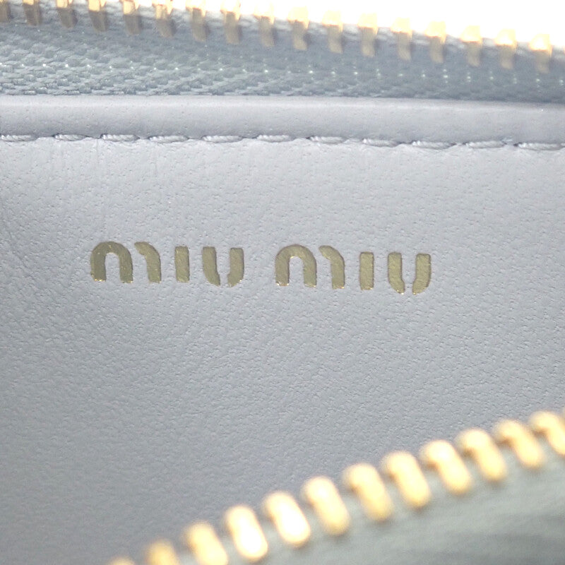 ミュウミュウ MIUMIU マテラッセ コインケース 5MB06M_2FPP_F0164 カードケース ラムスキン パールグレー ゴールド金具 レディース【中古】【Aランク】