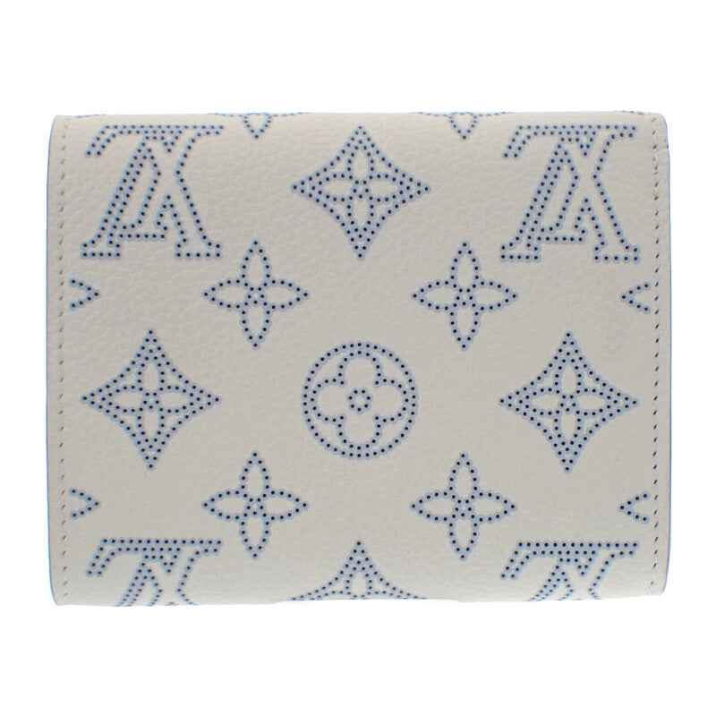 ルイヴィトン LOUIS VUITTON ポルトフォイユ・イリスコンパクト 日本限定 M11802 二つ折り財布 モノグラムマヒナ ホワイト ブルー シルバー金具 レディース メンズ【中古】【Aランク】
