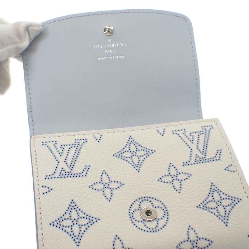 ルイヴィトン LOUIS VUITTON ポルトフォイユ・イリスコンパクト 日本限定 M11802 二つ折り財布 モノグラムマヒナ ホワイト ブルー シルバー金具 レディース メンズ【中古】【Aランク】
