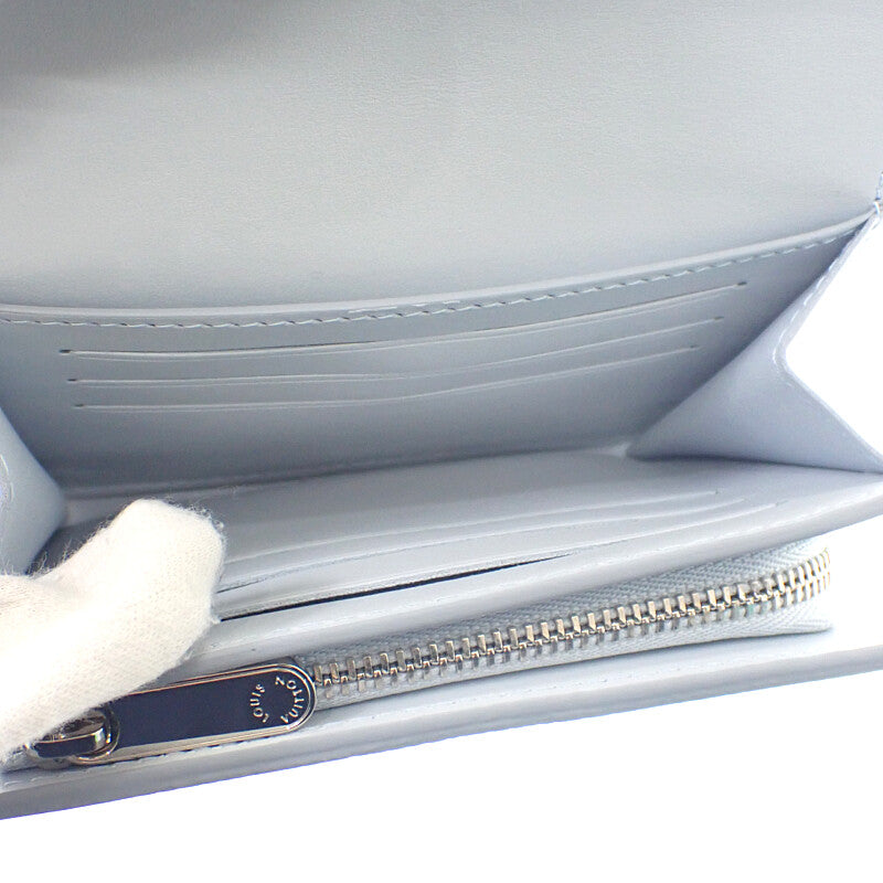 ルイヴィトン LOUIS VUITTON ポルトフォイユ・イリスコンパクト 日本限定 M11802 二つ折り財布 モノグラムマヒナ ホワイト ブルー シルバー金具 レディース メンズ【中古】【Aランク】