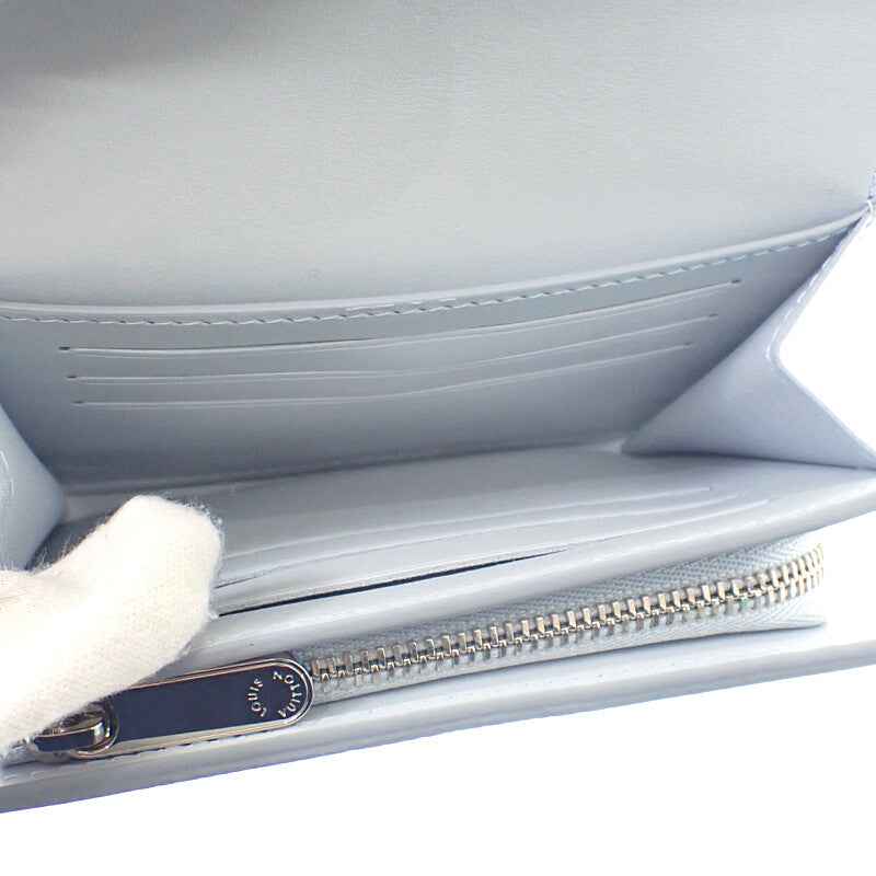 ルイヴィトン LOUIS VUITTON ポルトフォイユ・イリスコンパクト 日本限定 M11802 二つ折り財布 モノグラムマヒナ ホワイト ブルー シルバー金具 レディース メンズ【中古】【Aランク】