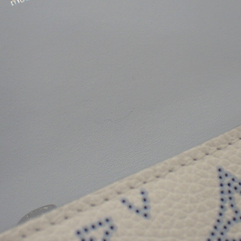 ルイヴィトン LOUIS VUITTON ポルトフォイユ・イリスコンパクト 日本限定 M11802 二つ折り財布 モノグラムマヒナ ホワイト ブルー シルバー金具 レディース メンズ【中古】【Aランク】