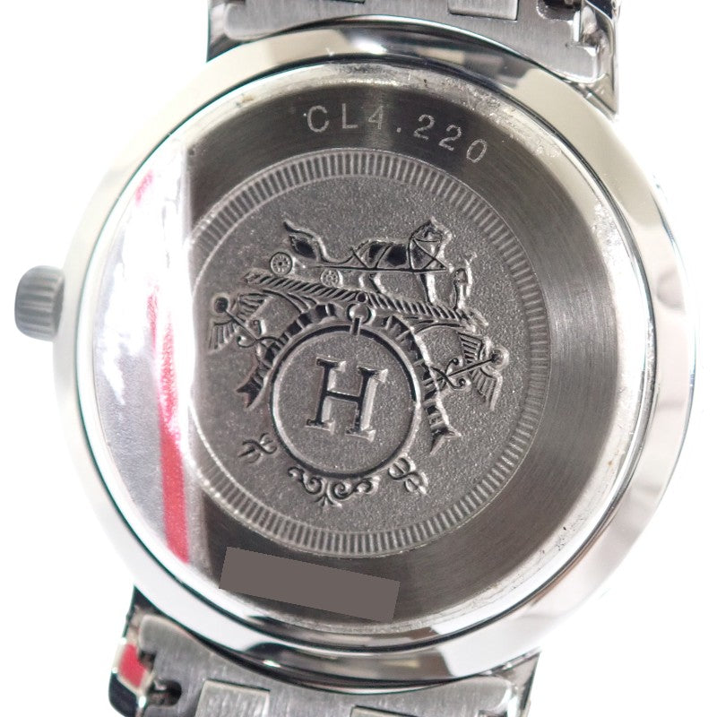 エルメス HERMES クリッパー CL4.220 腕時計 ステンレススチール GP クオーツ アイボリー文字盤 レディース【中古】【Aランク】
