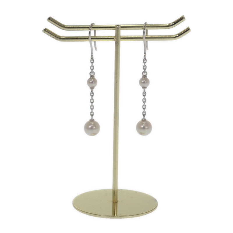 ミキモト MIKIMOTO パールチェーン ピアス K18ホワイトゴールド アコヤ真珠 レディース【中古】【Aランク】