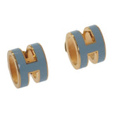 エルメス HERMES ミニポップH ピアス メタル ブルー ゴールド金具 レディース【中古】【ABランク】