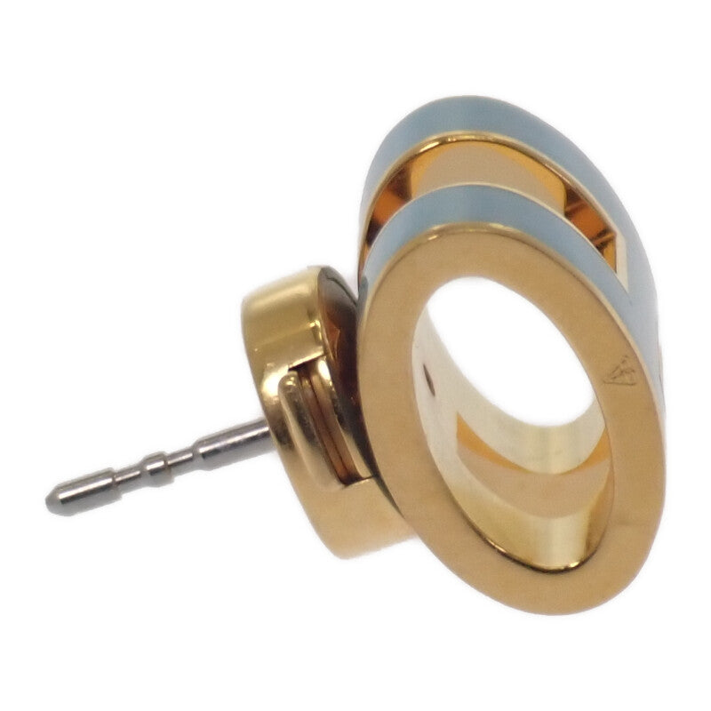 エルメス HERMES ミニポップH アッシュ ピアス メタル ブルー ゴールド金具 レディース【中古】【ABランク】