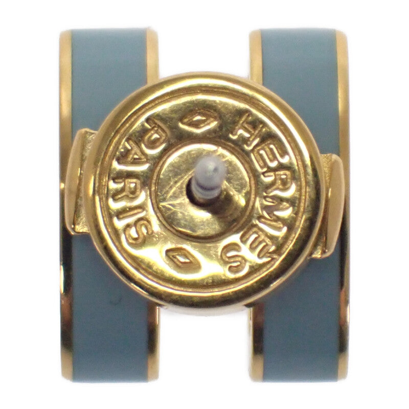 エルメス HERMES ポップH アッシュ ピアス メタル ブルー ゴールド金具 レディース【中古】【ABランク】