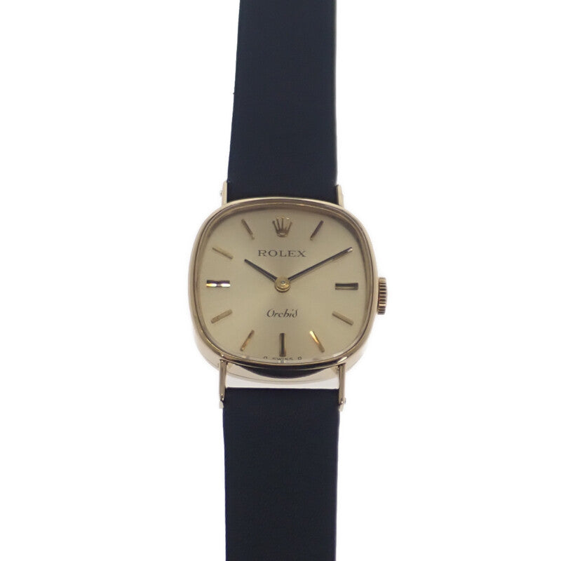 ロレックス ROLEX オーキッド シグマダイヤル Cal.1400 4番 2672 腕時計 K18イエローゴールド 手巻き ゴールド文字盤 レディース【中古】【ABランク】