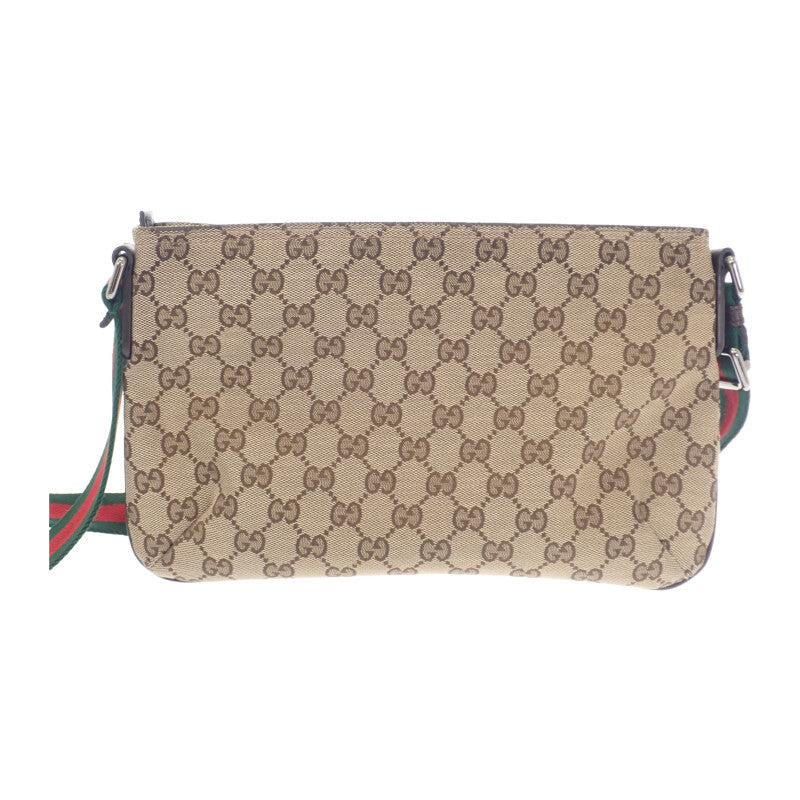 グッチ GUCCI GGキャンバスショルダー ウェビングライン 189749KQWGR9791 ショルダーバッグ GGキャンバス ベージュ ブラウン レディース メンズ【中古】【ABランク】