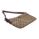 グッチ GUCCI GGキャンバスショルダー ウェビングライン 189749KQWGR9791 ショルダーバッグ GGキャンバス ベージュ ブラウン レディース メンズ【中古】【ABランク】