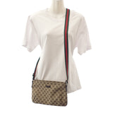 グッチ GUCCI GGキャンバスショルダー ウェビングライン 189749KQWGR9791 ショルダーバッグ GGキャンバス ベージュ ブラウン レディース メンズ【中古】【ABランク】