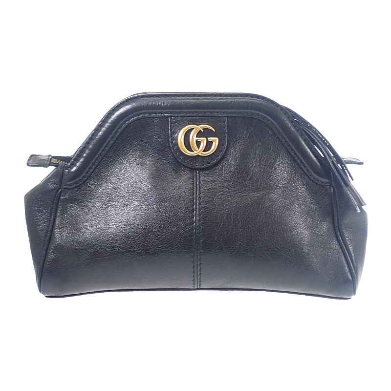 グッチ GUCCI リベルスモールタイガーヘッド 524620 ショルダーバッグ カーフ ブラック ゴールド金具 レディース【中古】【Bランク】
