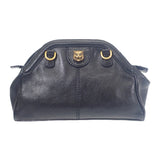 グッチ GUCCI リベルスモールタイガーヘッド 524620 ショルダーバッグ カーフ ブラック ゴールド金具 レディース【中古】【Bランク】