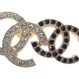 シャネル CHANEL ダブルココマーク A22B刻印 ピアス メタル ラインストーン ゴールド ブラック ホワイト レディース【中古】【Aランク】