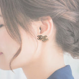 シャネル CHANEL ダブルココマーク A22B刻印 ピアス メタル ラインストーン ゴールド ブラック ホワイト レディース【中古】【Aランク】