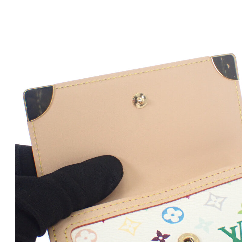 路易威登 LOUIS VUITTON 村上隆 M92983 Monogram Porte Monnaie Billet Credit 三折錢包 Monogram Multicolor 帆布 白色 多色 Bron 金色金屬 女款【中古】【A級】