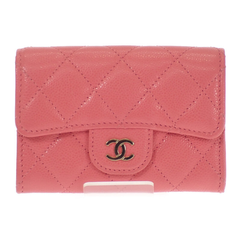 シャネル CHANEL クラシックフラップ AP4096 カードケース キャビアスキン ピンク ゴールド金具 レディース【中古】【Aランク】