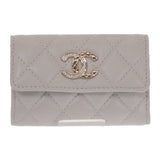 シャネル CHANEL フラップ AP4342 カードケース ラムスキン ライトグレー ゴールド金具 レディース【中古】【Aランク】