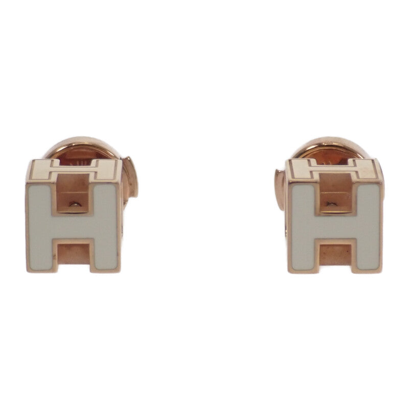 エルメス HERMES カージュドアッシュ Hキューブ ピアス メタル ホワイト ピンクゴールド レディース【中古】【Aランク】