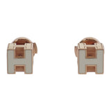 エルメス HERMES カージュドアッシュ Hキューブ ピアス メタル ホワイト ピンクゴールド レディース【中古】【Aランク】