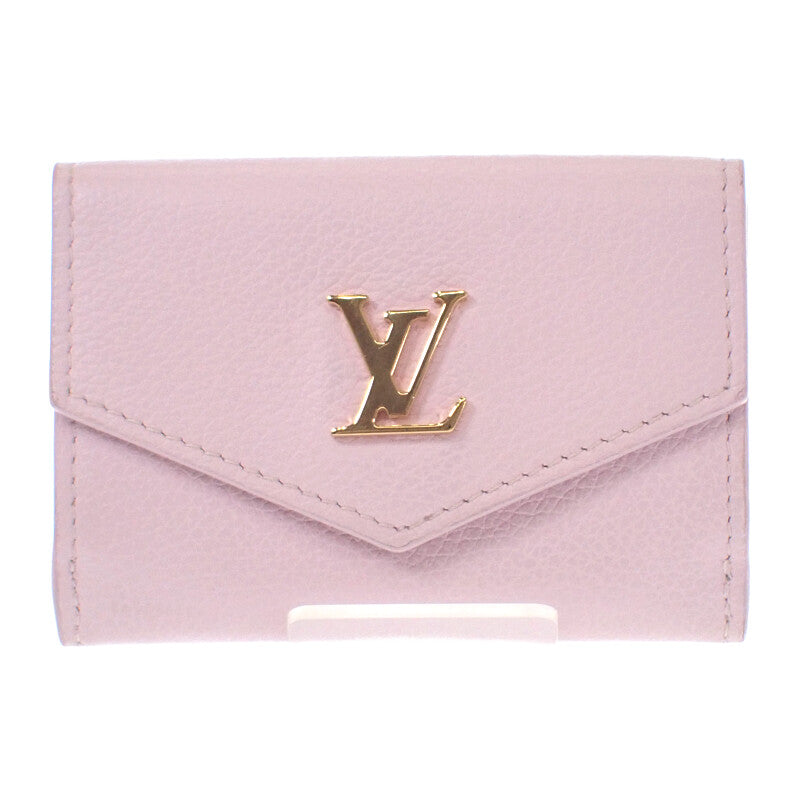 ルイヴィトン LOUIS VUITTON ポルトフォイユ・ロックミニ M80088 三つ折り財布 カーフ ライトピンク ゴールド金具 レディース【中古】【ABランク】