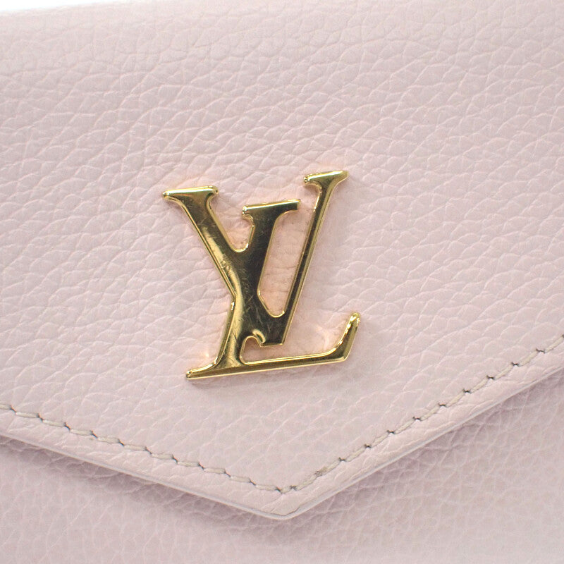 路易威登 LOUIS VUITTON Portefeuille Lockmini M80088 三折短夾 牛皮 淺粉色 金色金屬配件 女士【中古品】【AB級】
