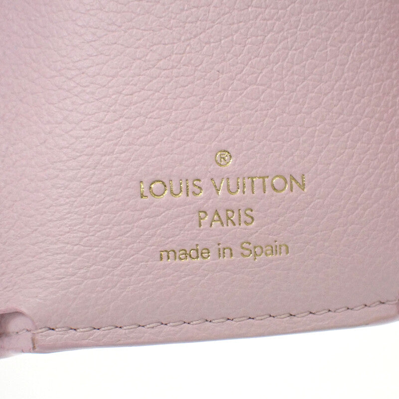 路易威登 LOUIS VUITTON Portefeuille Lockmini M80088 三折短夾 牛皮 淺粉色 金色金屬配件 女士【中古品】【AB級】