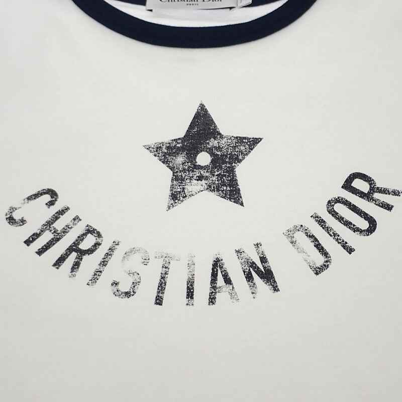 ディオール Dior Dioriviera XS 543T07A4537_X0883 半袖Tシャツ コットンジャージー ホワイト ネイビー レディース【中古】【Aランク】