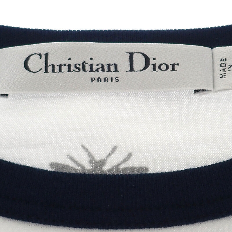 ディオール Dior Dioriviera XS 543T07A4537_X0883 半袖Tシャツ コットンジャージー ホワイト ネイビー レディース【中古】【Aランク】