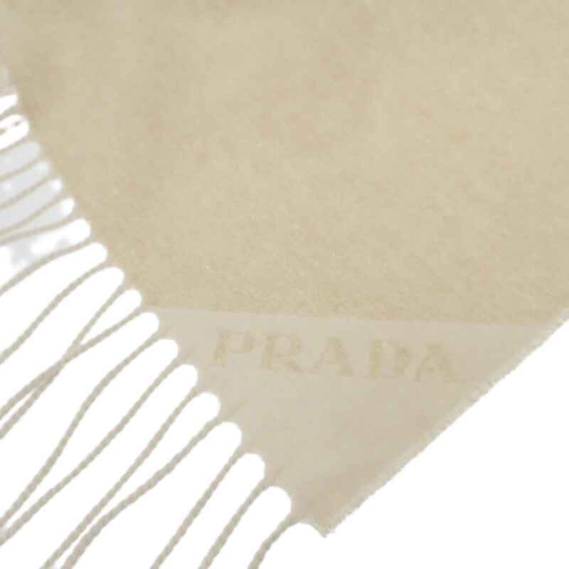 プラダ PRADA ジャガードイブニングスカーフ 1FS091_DGI_F0X0A ストール シルク カシミヤ ホワイト ゴールド レディース【中古】【Aランク】