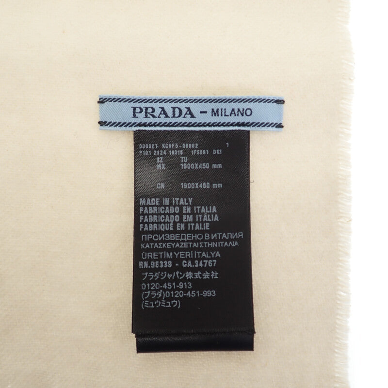 プラダ PRADA ジャガードイブニングスカーフ 1FS091_DGI_F0X0A ストール シルク カシミヤ ホワイト ゴールド レディース【中古】【Aランク】