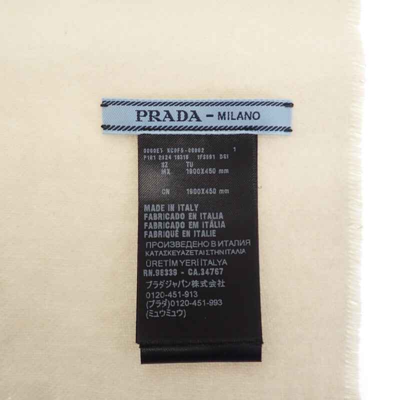 プラダ PRADA ジャガードイブニングスカーフ 1FS091_DGI_F0X0A ストール シルク カシミヤ ホワイト ゴールド レディース【中古】【Aランク】