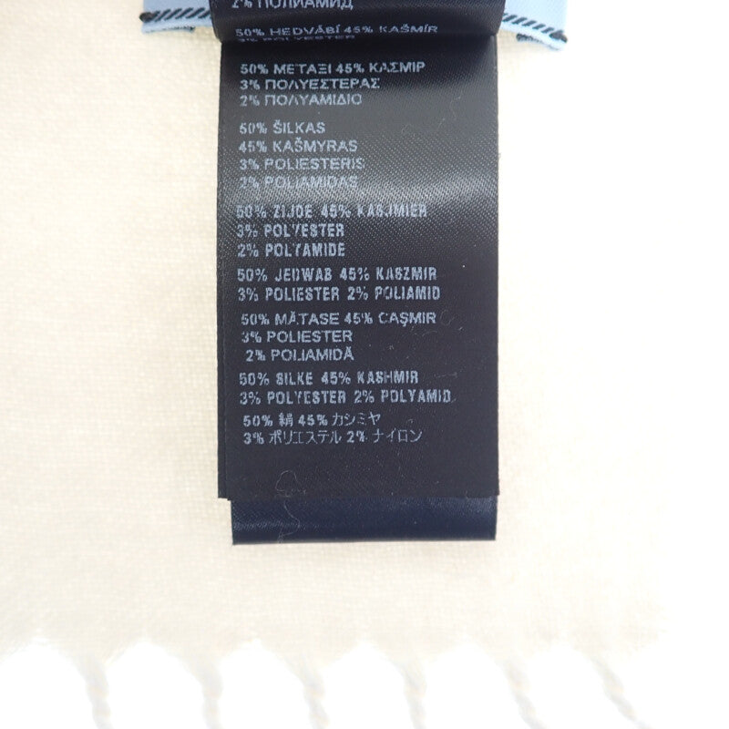 プラダ PRADA ジャガードイブニングスカーフ 1FS091_DGI_F0X0A ストール シルク カシミヤ ホワイト ゴールド レディース【中古】【Aランク】