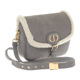 ディオール Dior Bobby ミディアム ショルダーバッグ スウェード ムートン グレー ゴールド金具 レディース【中古】【ABランク】