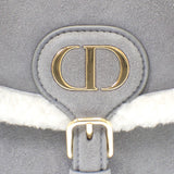 ディオール Dior Bobby ミディアム ショルダーバッグ スウェード ムートン グレー ゴールド金具 レディース【中古】【ABランク】