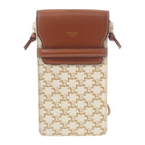 セリーヌ CELINE モバイルポーチ 10G332CQD ショルダーバッグ ラムスキン トリオンフキャンバス タン レディース【中古】【Aランク】