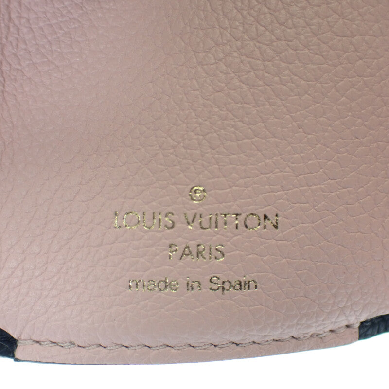 ルイヴィトン LOUIS VUITTON ポルトフォイユ・ロックミニ M80984 三つ折り財布 グレインカーフレザー ノワール クレーム ピンク ゴールド金具 レディース【中古】【Aランク】