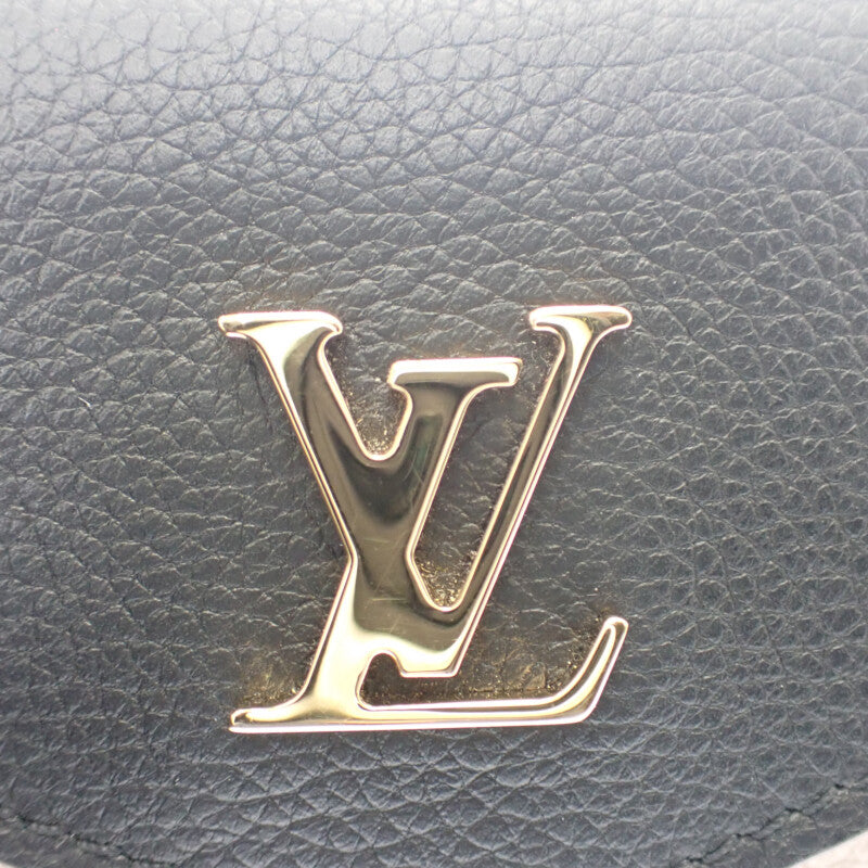 ルイヴィトン LOUIS VUITTON ポルトフォイユ・ロックミニ M80984 三つ折り財布 グレインカーフレザー ノワール クレーム ピンク ゴールド金具 レディース【中古】【Aランク】