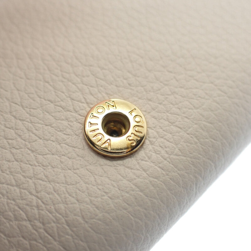 ルイヴィトン LOUIS VUITTON ポルトフォイユ・ロックミニ M80984 三つ折り財布 グレインカーフレザー ノワール クレーム ピンク ゴールド金具 レディース【中古】【Aランク】