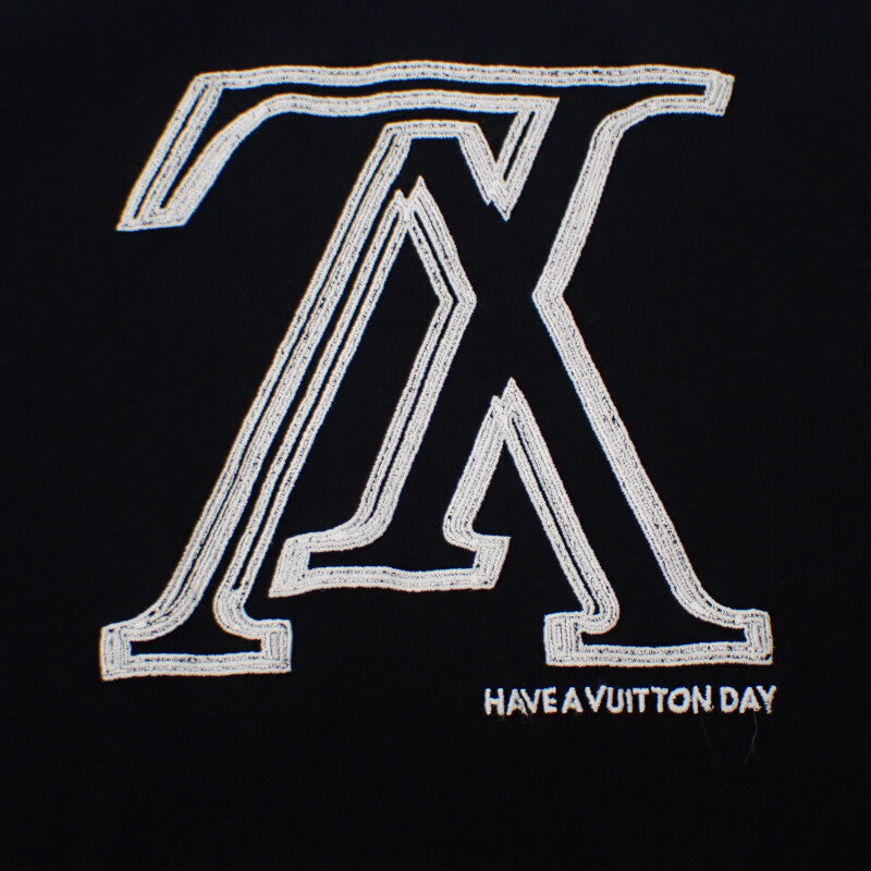 ルイヴィトン LOUIS VUITTON アップサイドダウン XL 半袖Tシャツ コットン ブラック ホワイト メンズ【中古】【ABランク】