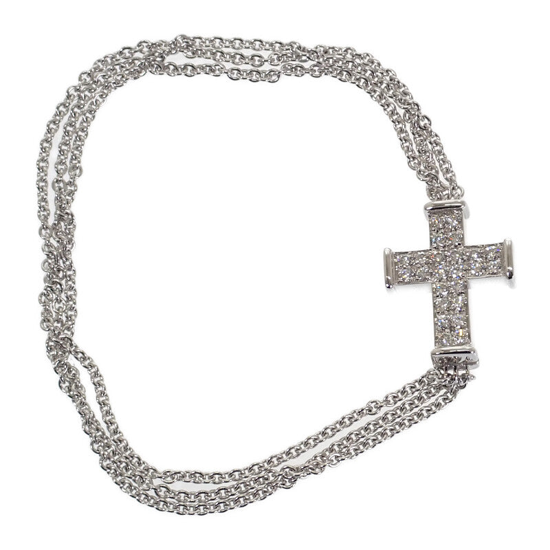 デザイン ジュエリー クロス ブレスレット K18ホワイトゴールド ダイヤモンド レディース【中古】【Aランク】