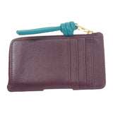 ロエベ LOEWE ノット コインカードホルダー CEM1Z40X01 カードケース シャイニーナパカーフ バーガンディ エメラルドグリーン ゴールド金具 レディース【中古】【ABランク】