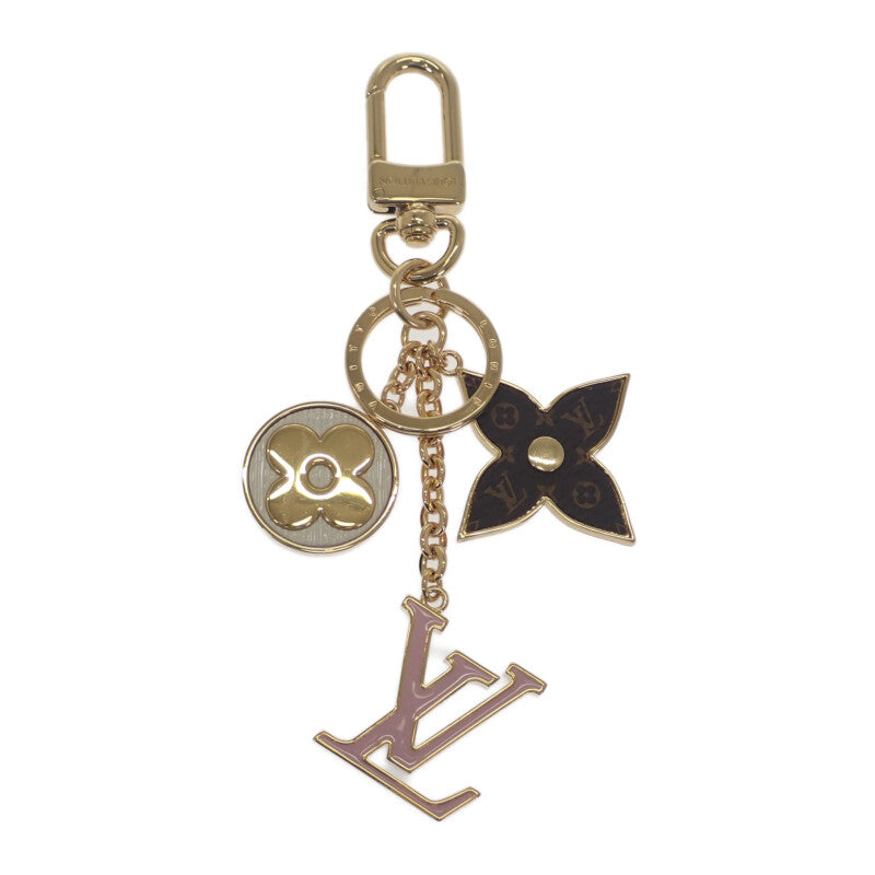 ルイヴィトン LOUIS VUITTON スプリングストリート バッグチャーム M01187 モノグラム キーホルダー メタル ゴールド ピンク ブラウン レディース【中古】【Aランク】