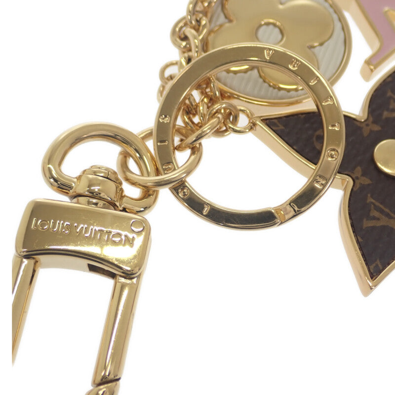 路易威登 LOUIS VUITTON Spring Street 包包吊飾 M01187 Monogram 鑰匙圈 金色 金屬 粉色 棕色 女士【中古品】【A級】